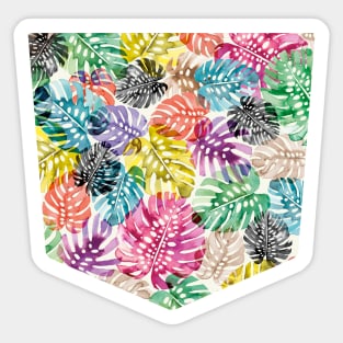 Pocket - Tropical Monstera Leaves Multicolored Sticker